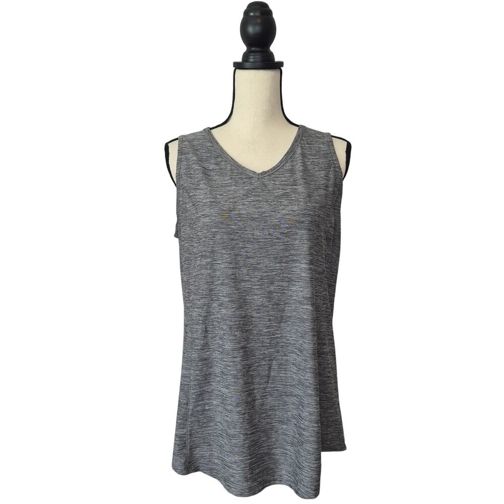 Duluth Trading Co Armachillo Cooling Tank Top Heathered Gray Space Dye V Neck M